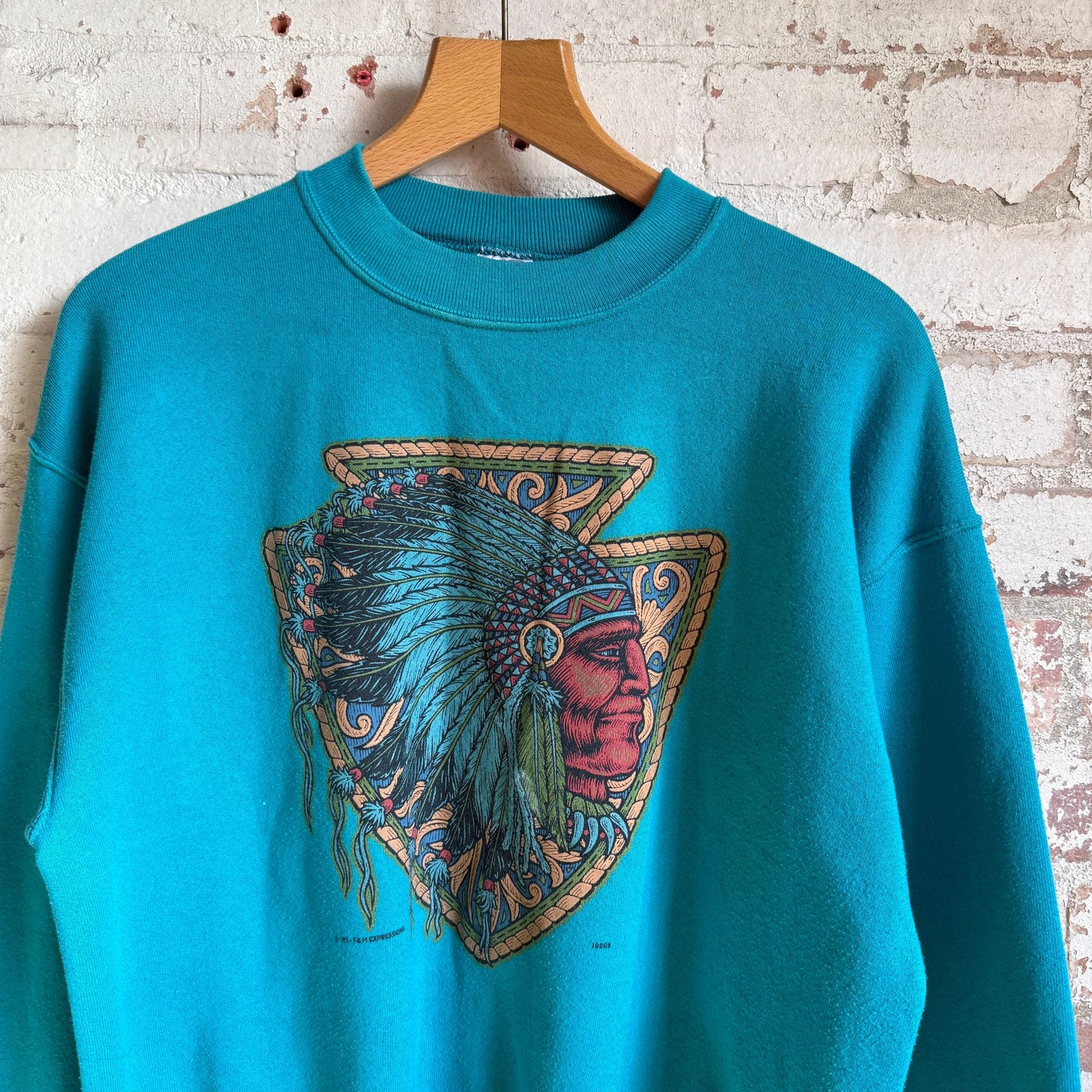 1990s Turquoise Graphic Sweatshirt