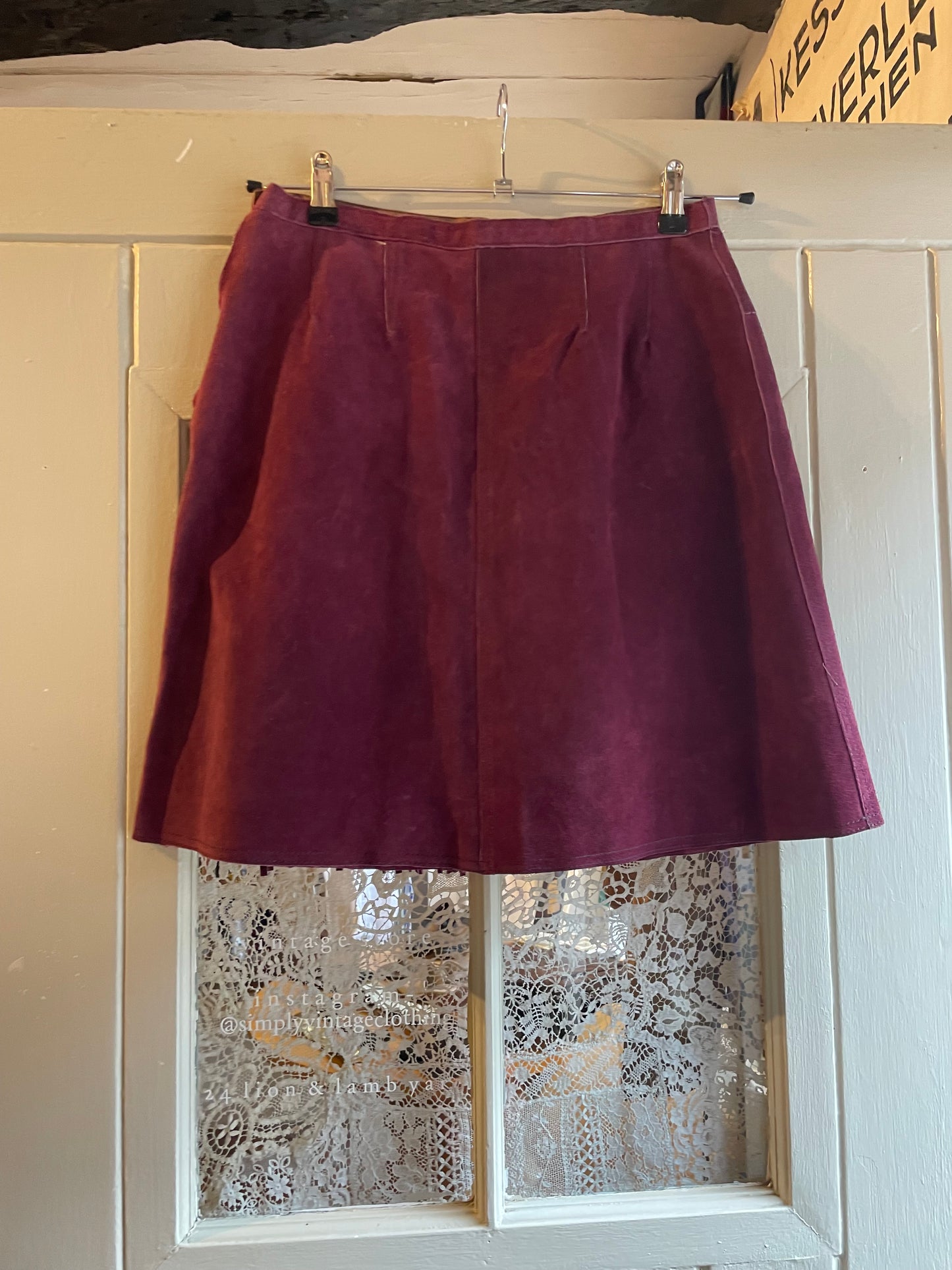 1970s Maroon Red Suede Tassel Skirt
