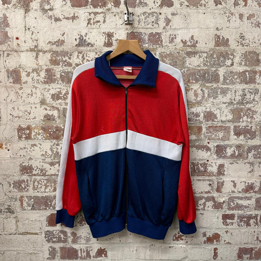 1980s Red Zip Up Track Top