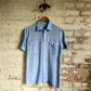 1970s Blue Linen Italian Button Shirt