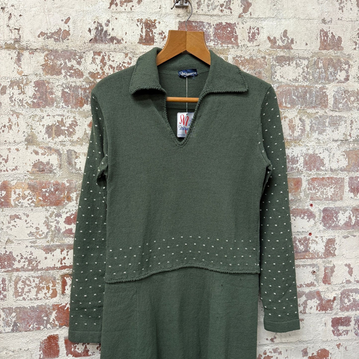 1970s Italian Knitted Green Dress