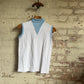 1970s White Roll Neck Sleeveless Vest
