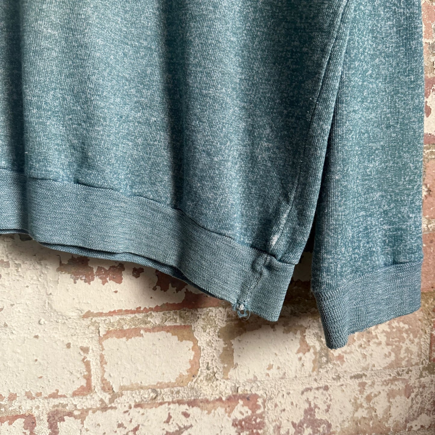 1970s Distressed Turquoise Falmers Raglan Sweatshirt