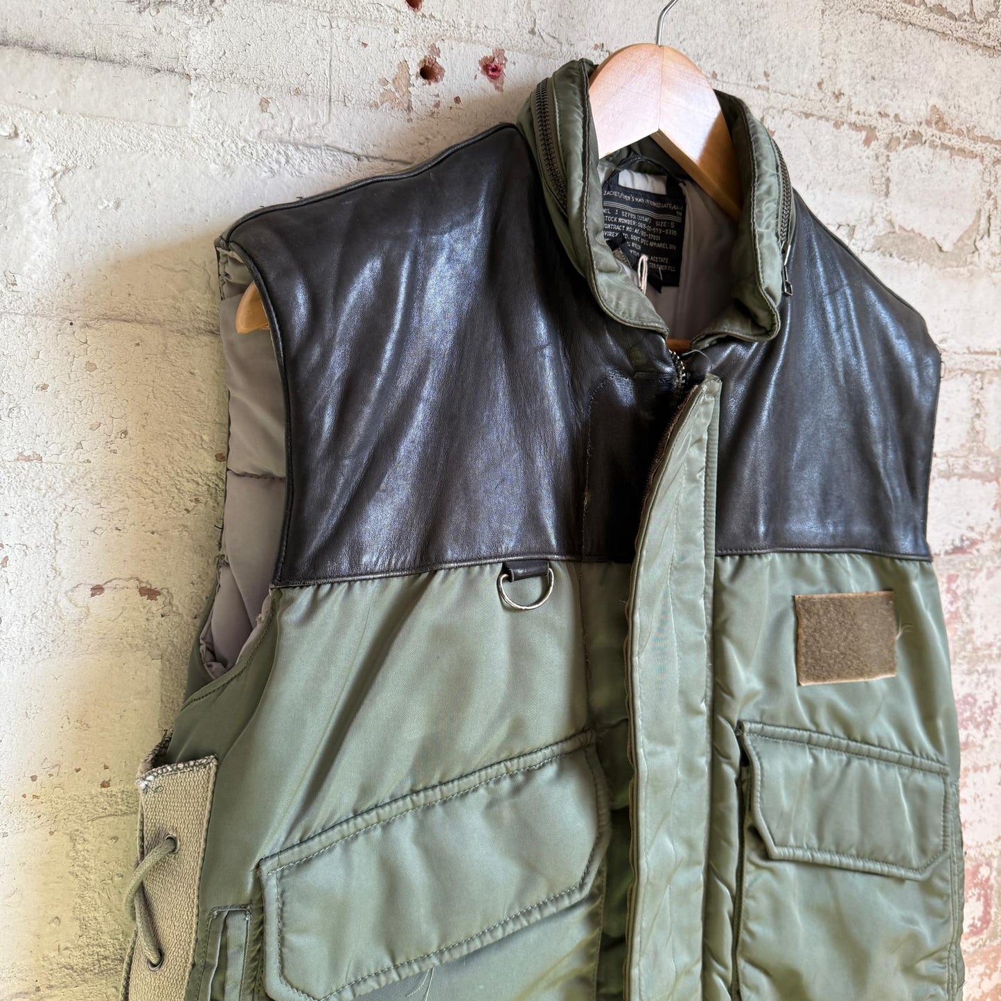 1990s Green Leather AVIREX Gilet Jacket