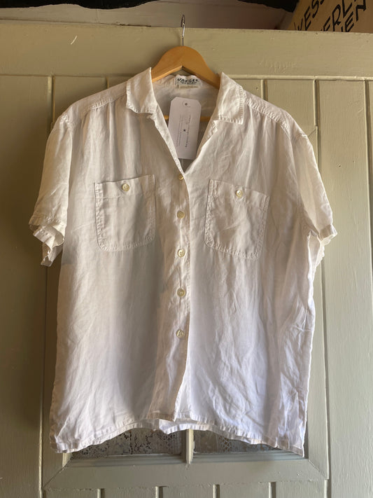1980s White Jaeger Linen Shirt