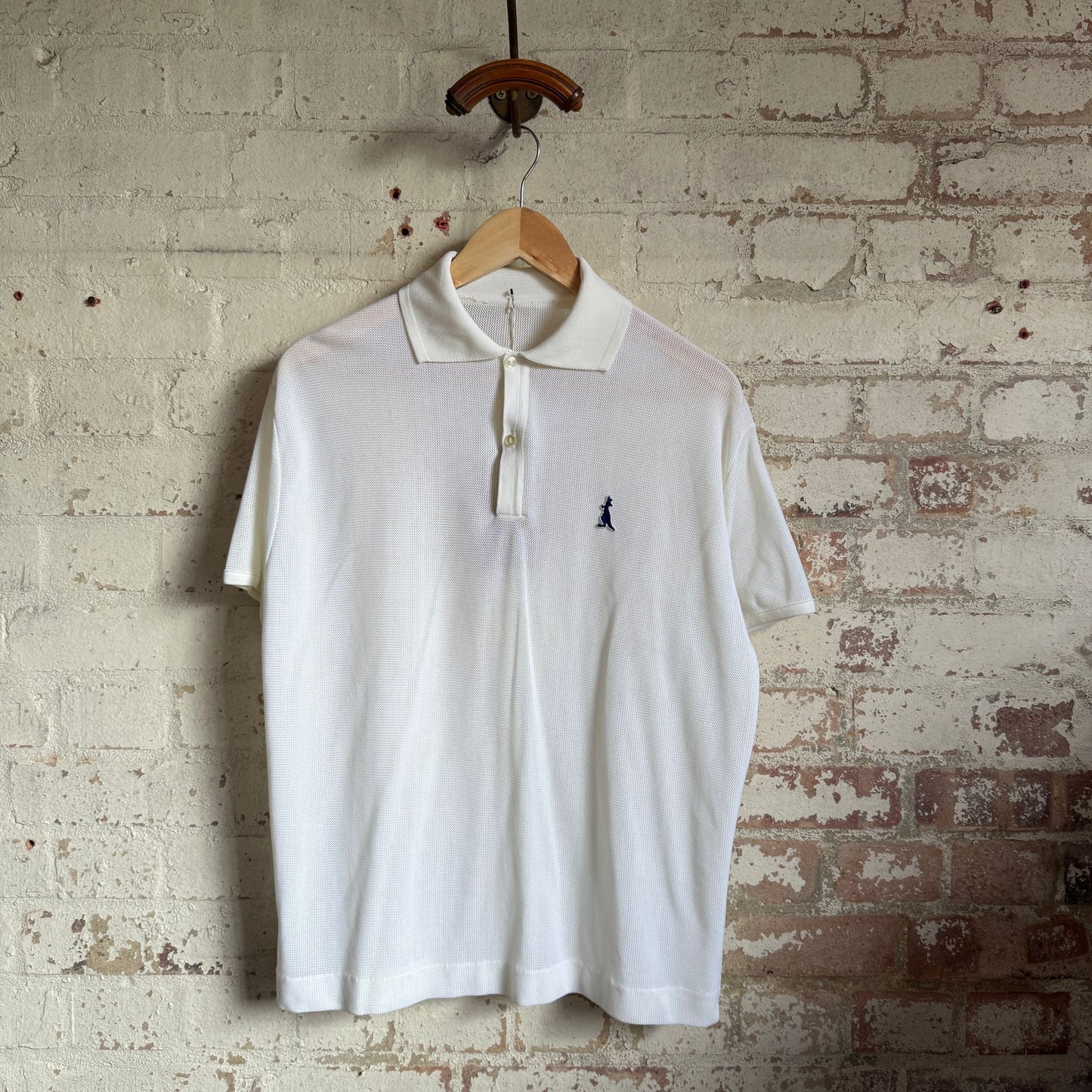 1980s White Netting Polo Shirt Top