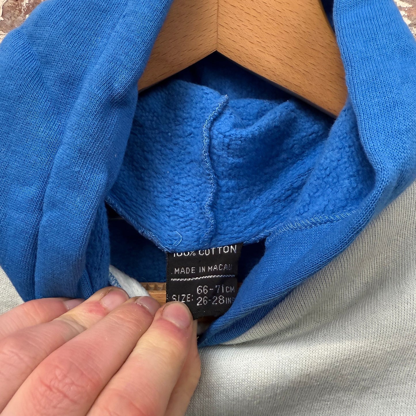 1970s Blue Two Tone Raglan Hoodie Jumper