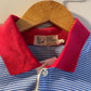 1970s Baby Blue Striped Italian Stripe Polo Shit Top