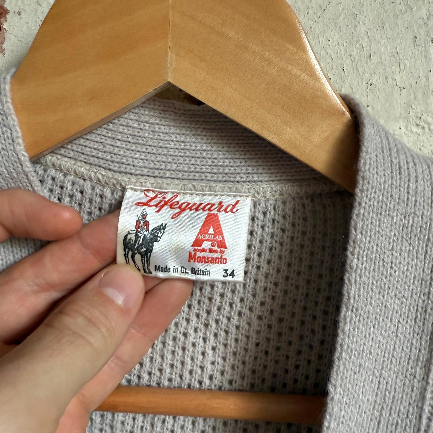 1960s Beige Wool British Knitted Cardigan Jumper