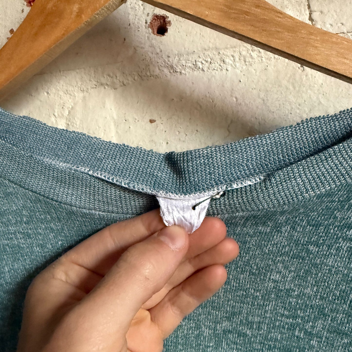 1970s Distressed Turquoise Falmers Raglan Sweatshirt