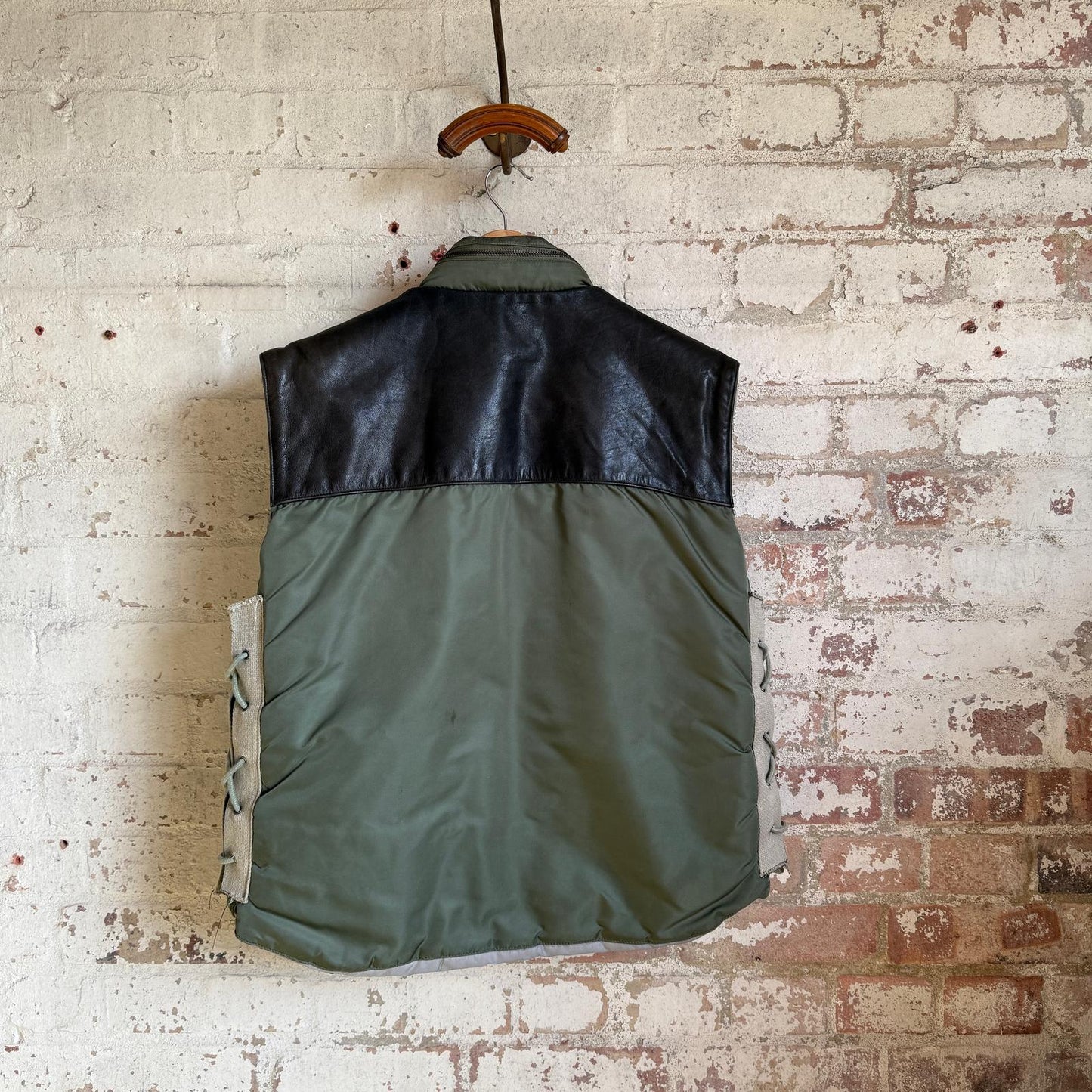 1990s Green Leather AVIREX Gilet Jacket