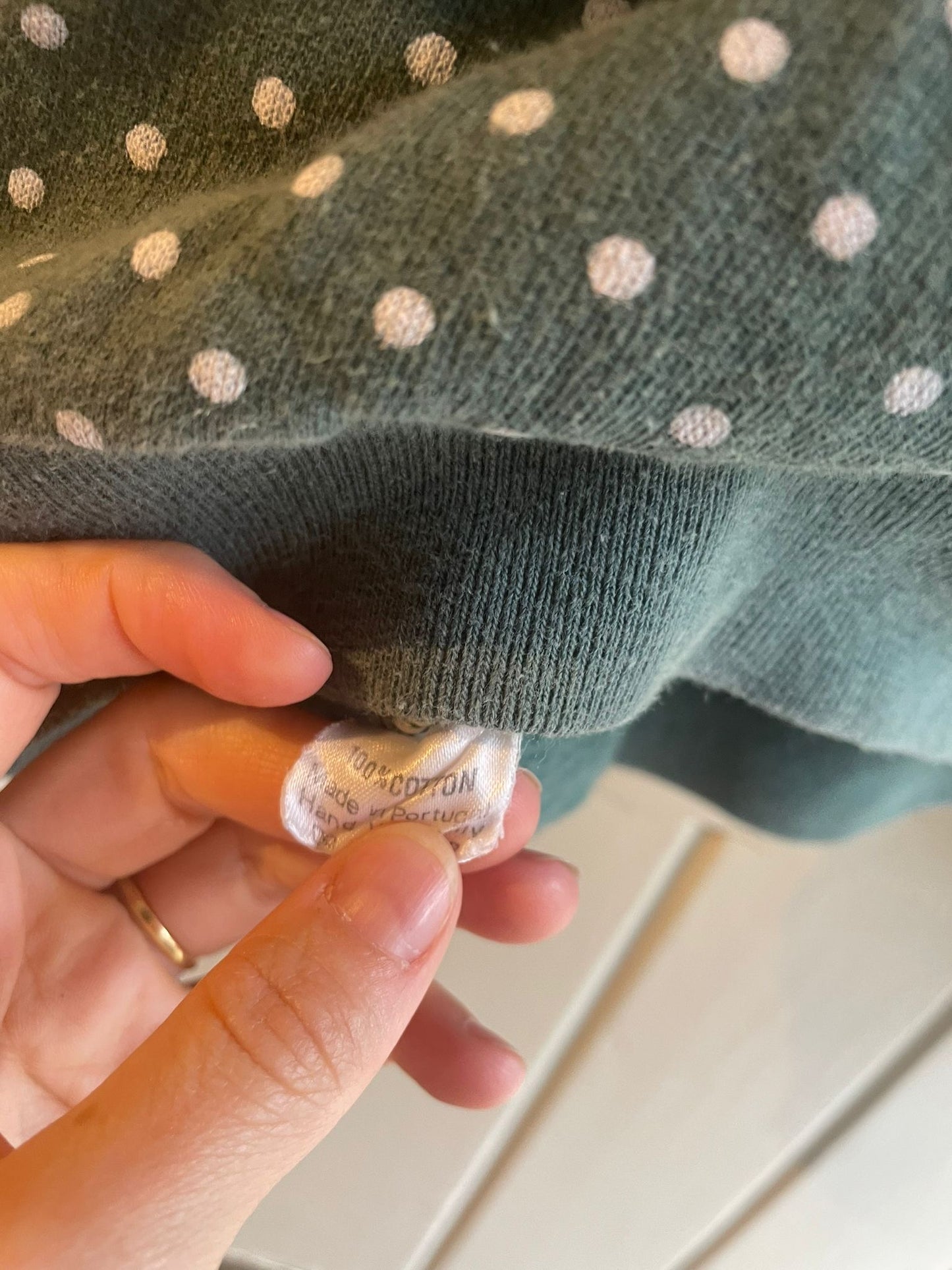 1980s Green Polka Dot Button Sweatshirt Jumper