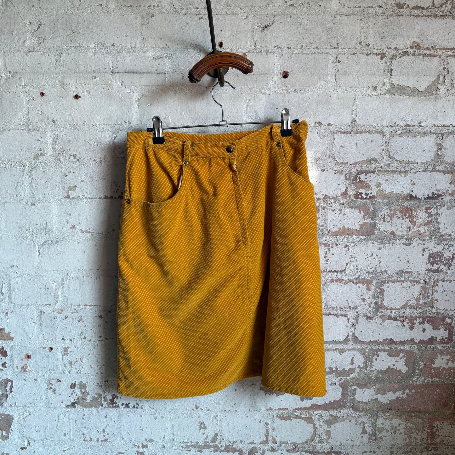 1980s Mustard Yellow Corduroy Skirt