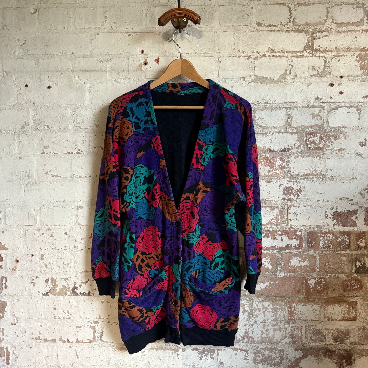 1980s Multi Coloured Sweatshirt Cardigan