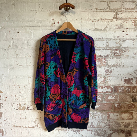 1980s Multi Coloured Sweatshirt Cardigan