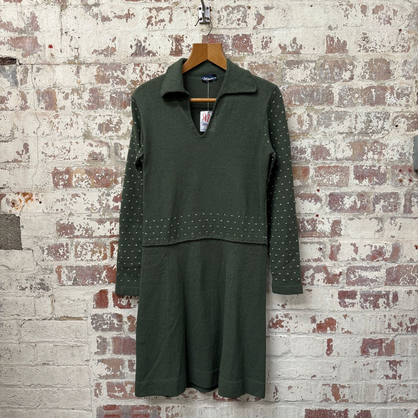 1970s Italian Knitted Green Dress