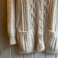 1980s Cream Cable Knitted Cardigan Jumper