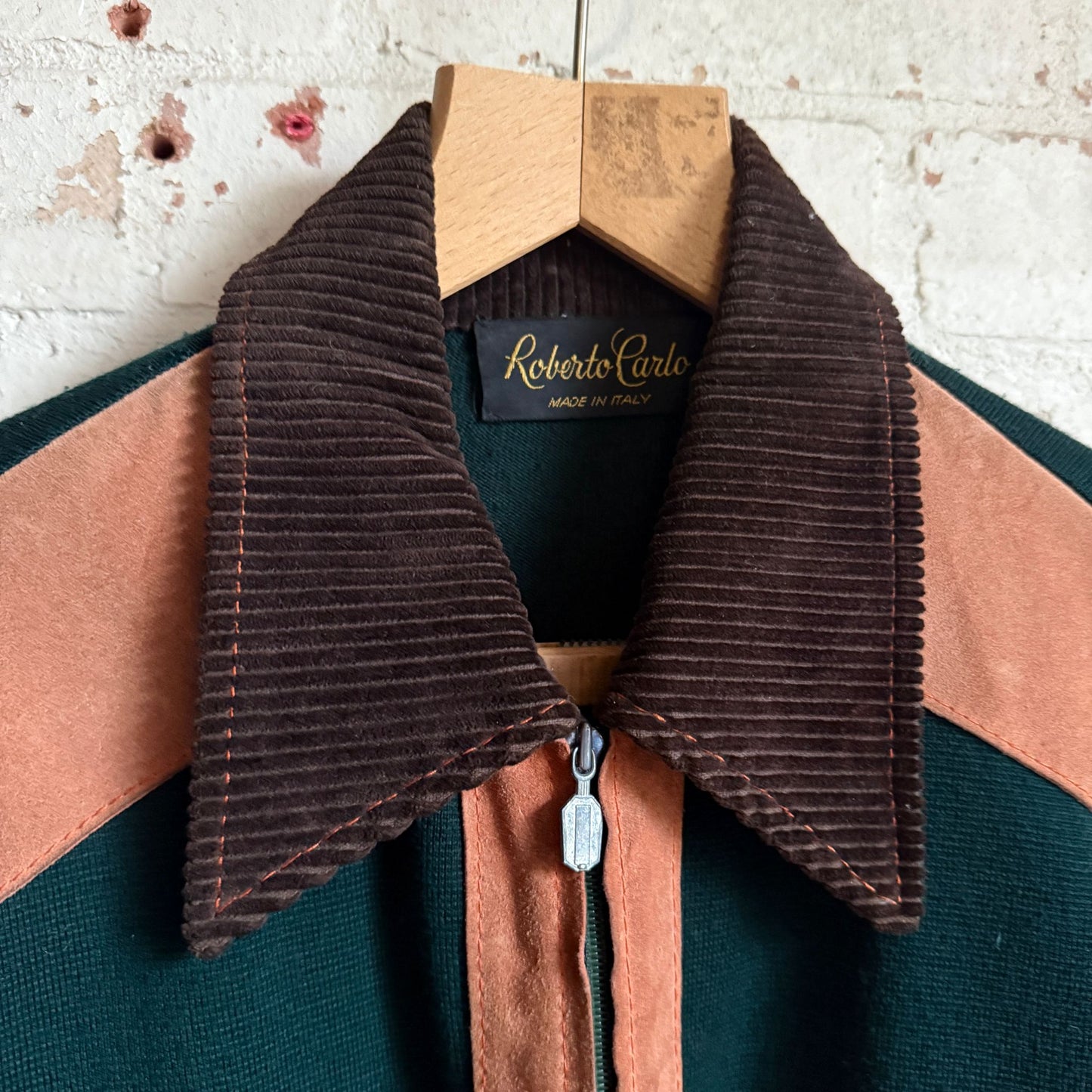 1970s Green Corduroy Knitted Italian Knitted Cardigan shirt