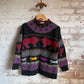 1980s Black Patterned Knitted Jumper