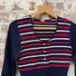 1970s Navy Striped Knitted Long Sleeve Top