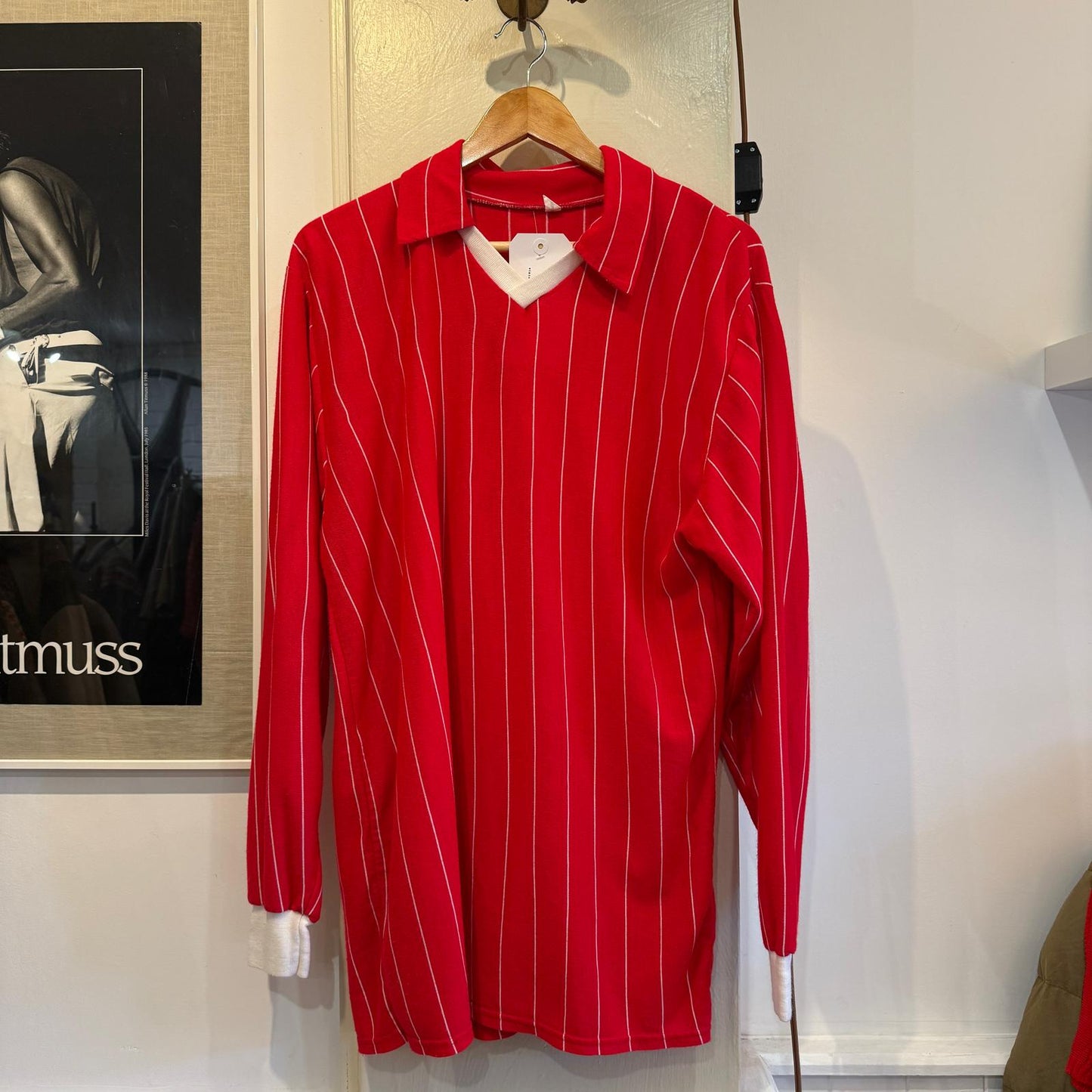 1980s Red Striped Football Template Top