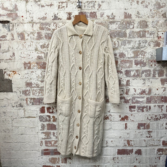 1970s Cream Knitted Long Jumper