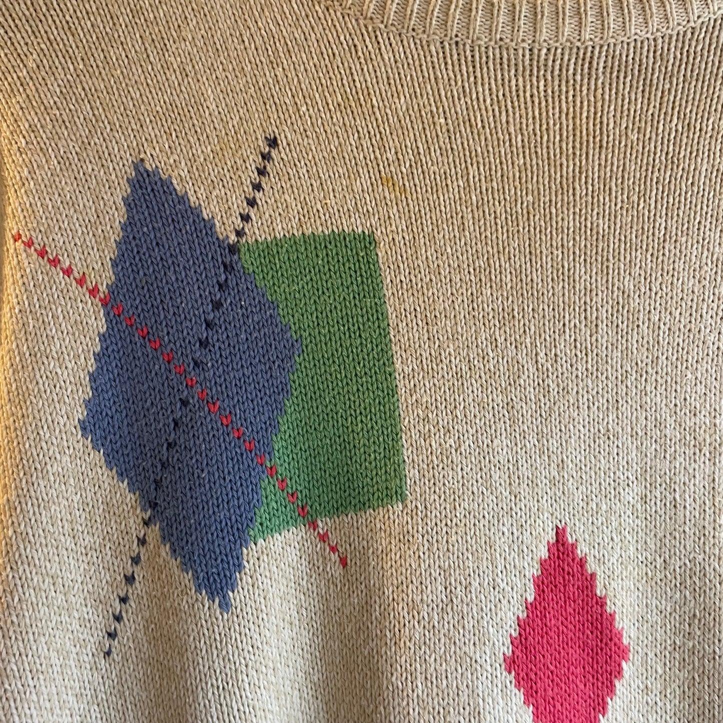 1990s Cream Alice Collins Shape Design Knitted Jumper