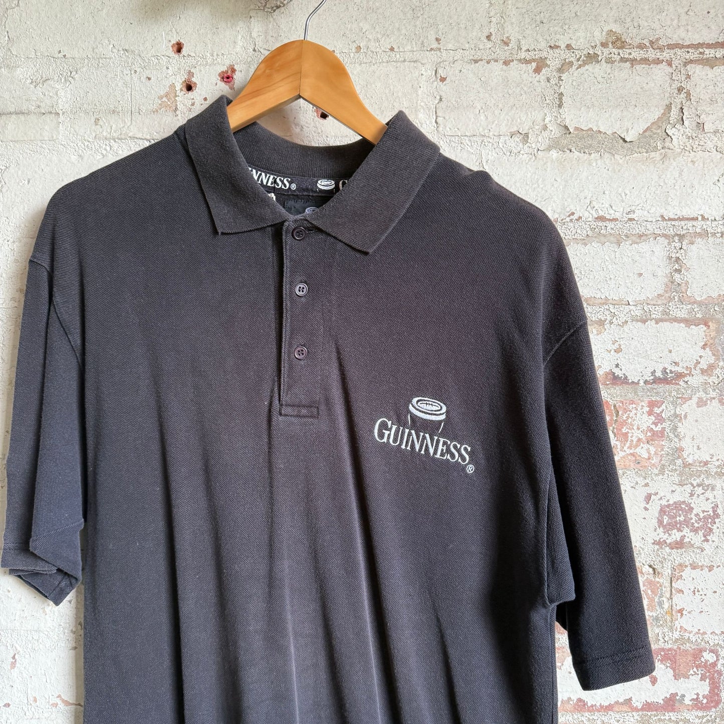 1990s Black Guinness Embroidered Polo Shirt