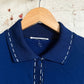 1970s Navy Mod Stitched Knitted Polo Shirt