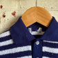 1970s Navy and White Stripe Towelling Polo Shirt Top