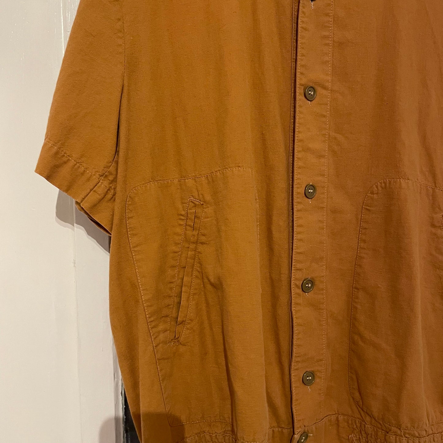 1980s Mustard Cotton Buttoned Unusual Shirt