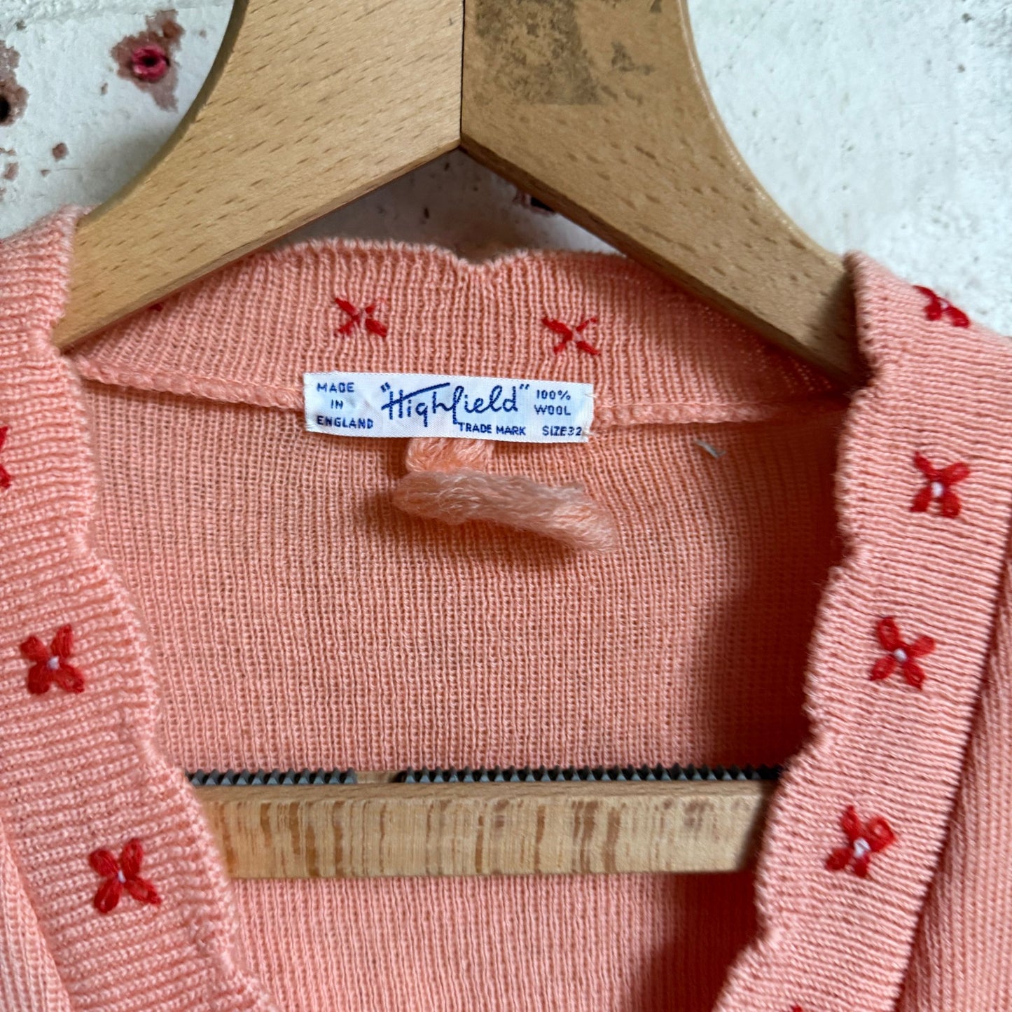 1950s Peach Knitted Cardigan Jumper