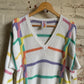 1980s White St Michael’s Knitted Striped Jumper