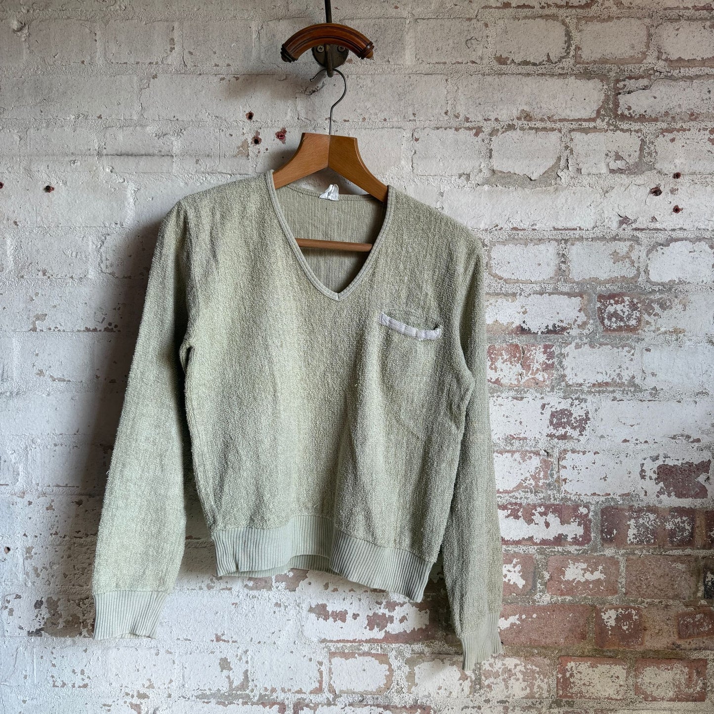 1970s Grey Towelling Pocket Jumper