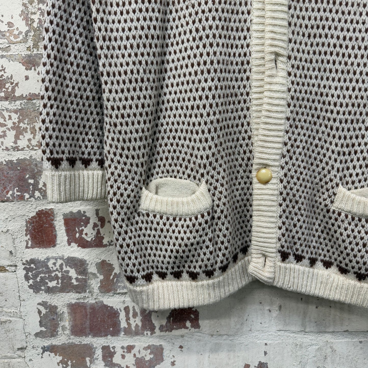 1980s Norwegian Button Up Knit Patterned Jumper