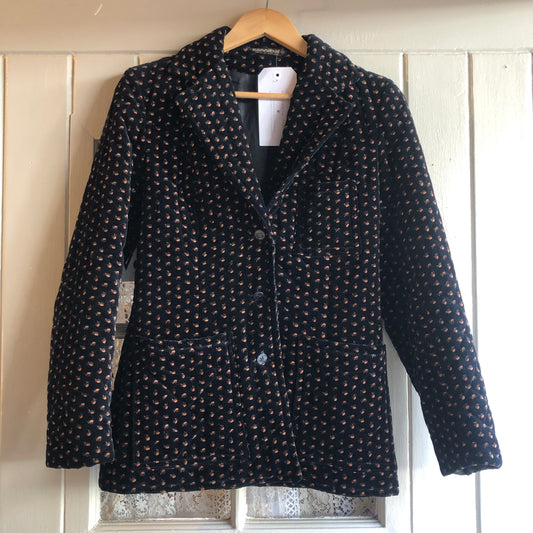 1970s Black Velvet Patterned Blazer Jacket