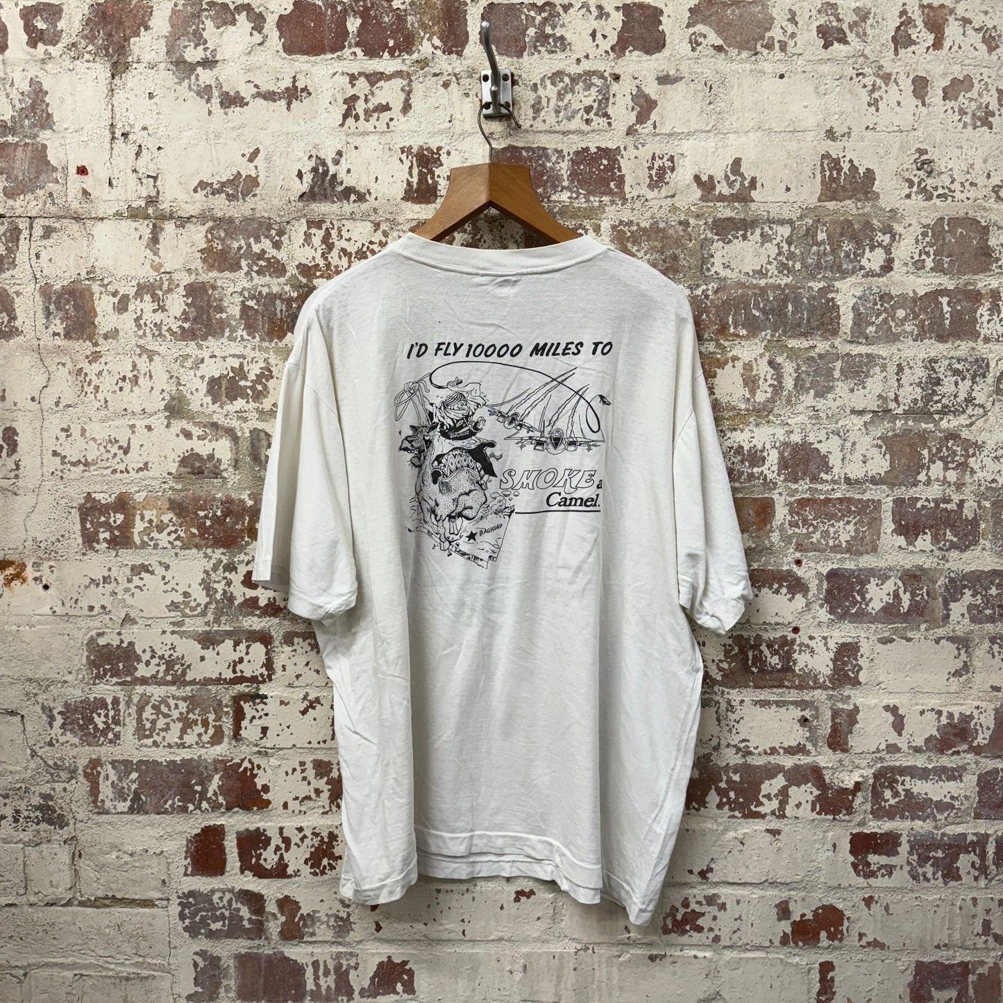 1980s White British Military Graphic T-Shirt
