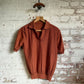 1970s Burnt Orange Italian Knitted Polo Shirt