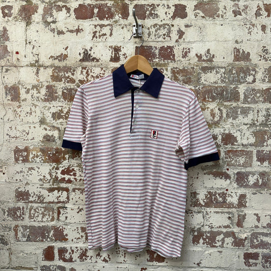 1970s Striped Italian Polo Shirt Top