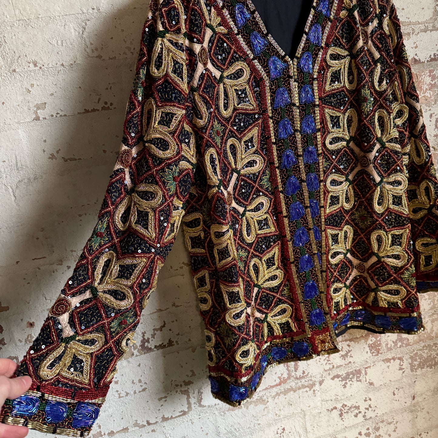 1980s Past Times Beaded Blazer Jacket Blouse