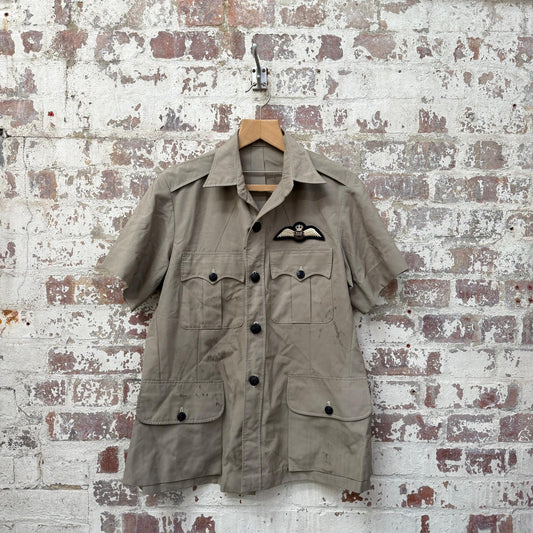 1970s Beige British Military RAF Shirt