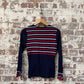 1970s Navy Striped Knitted Long Sleeve Top