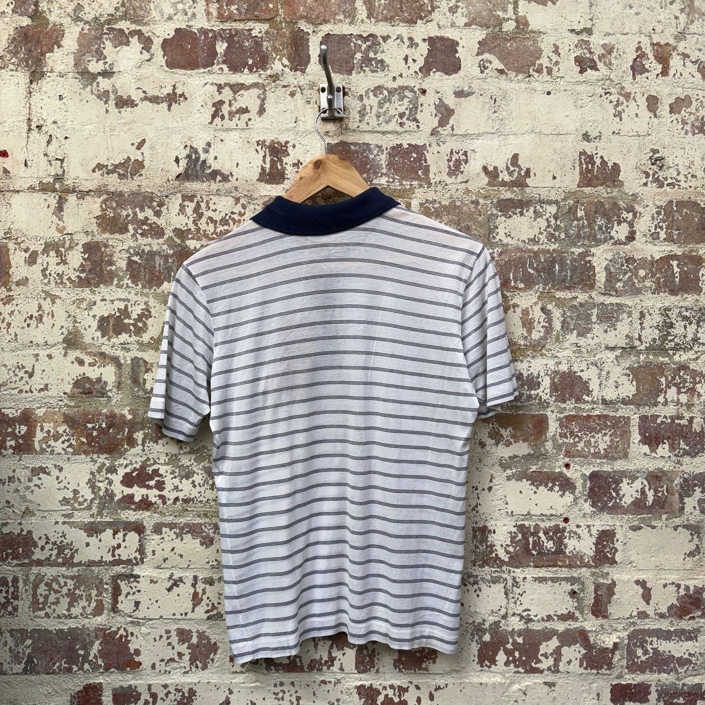 1970s White Striped Slazenger Polo Shirt Top