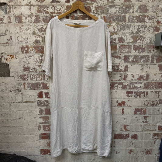White Linen Toast Long Dress