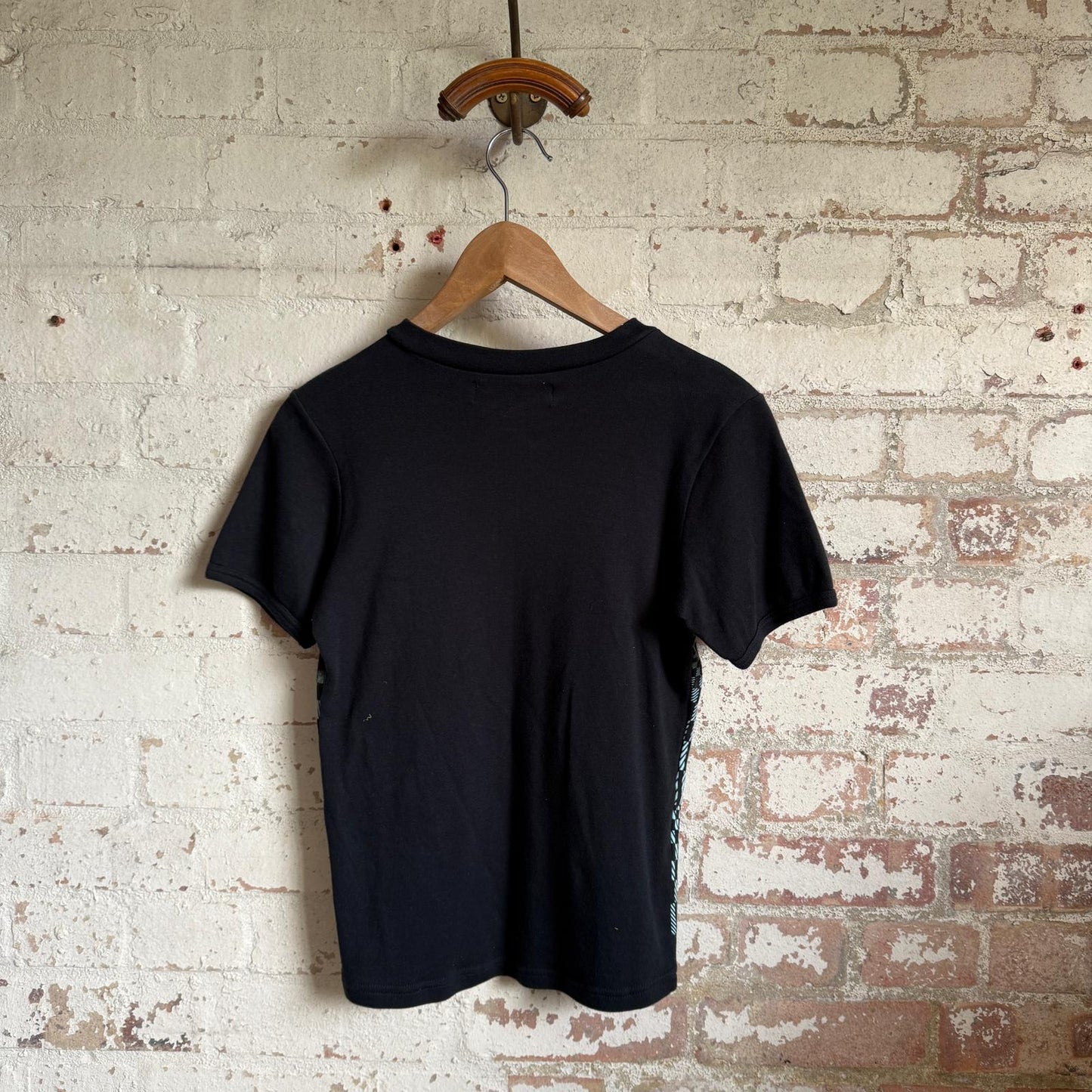 1970s Black Check Graphic T-Shirt Top