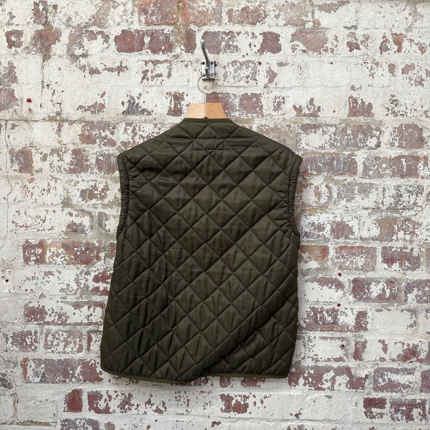 1970s Green Military Padded Puffer Gilet Jacket