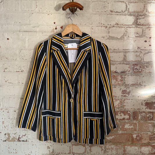 1970s Striped Belted Back Boating Blazer Jacket