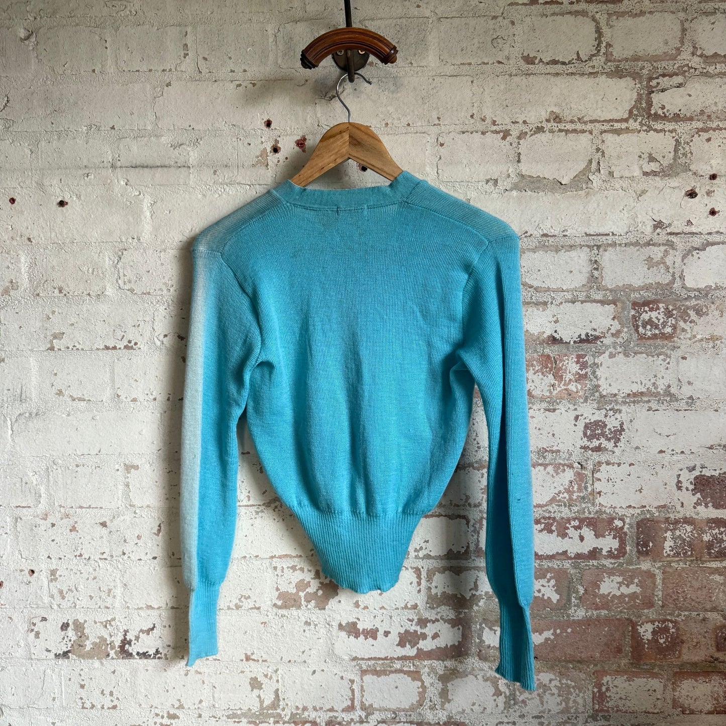 1950s Blue Sun Faded Wool Knitted Cardigan Jumper