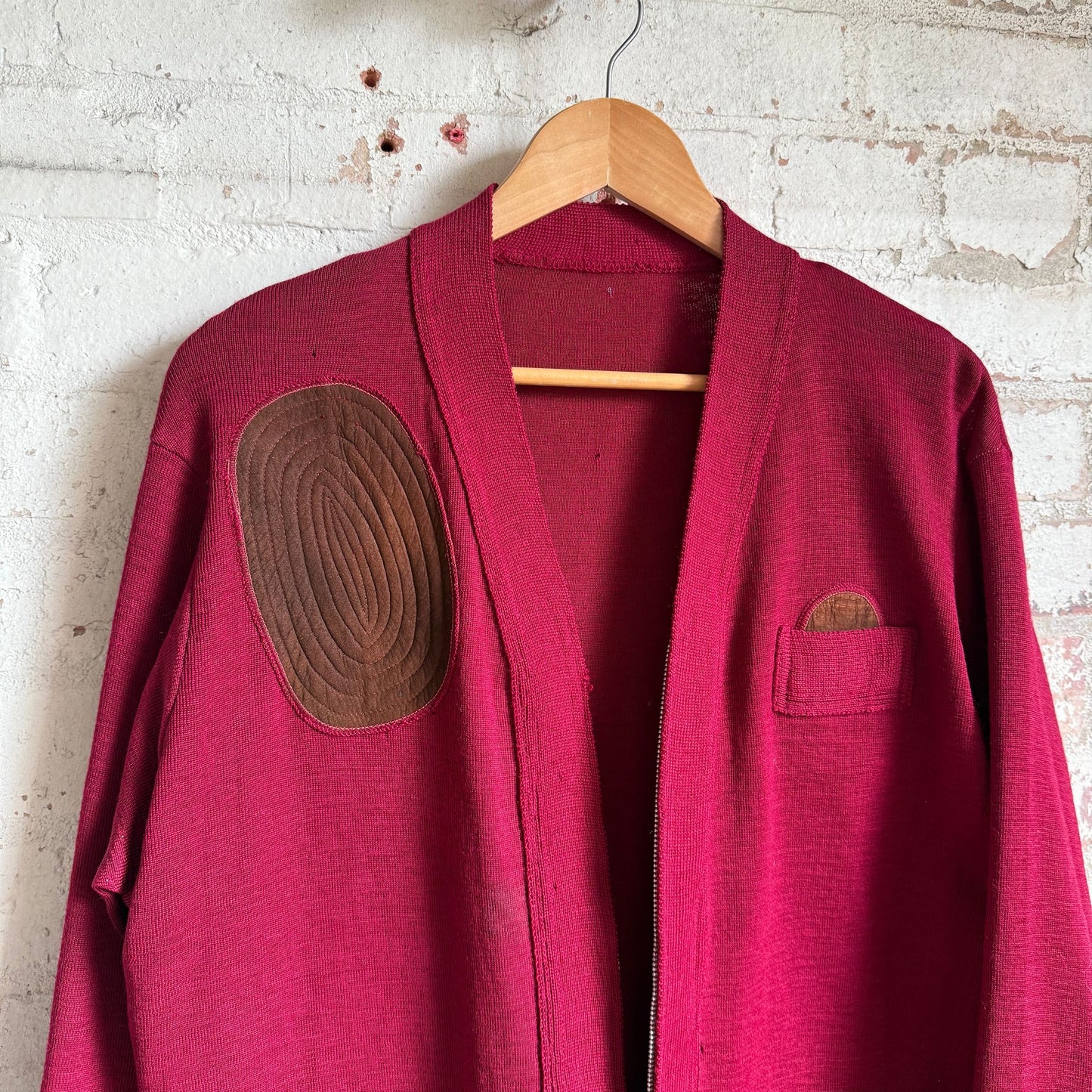 1950s Maroon Wool Shooting Cardigan Jumper