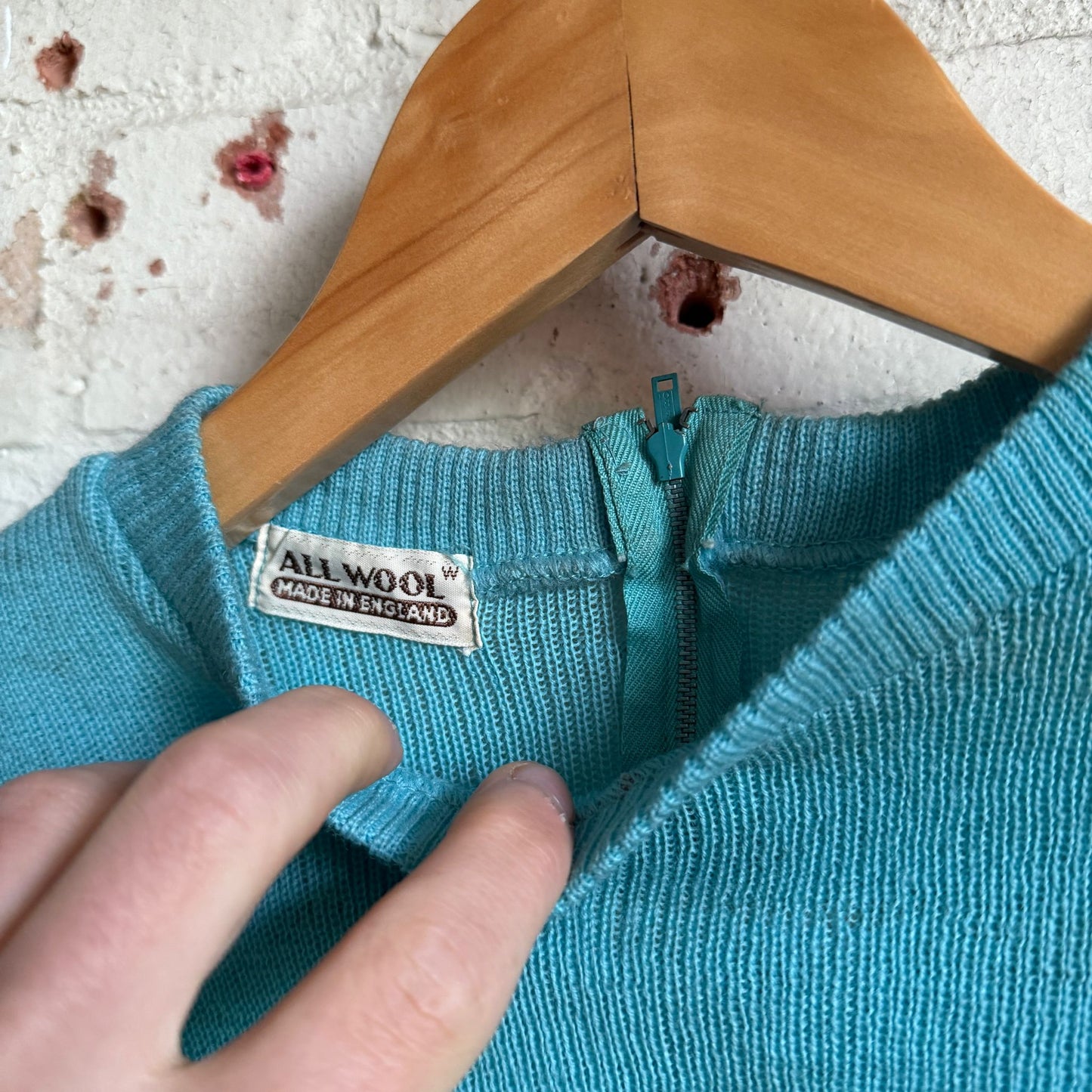 1950s Blue Wool Zip Jumper